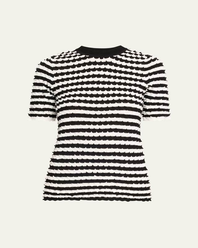 Elodie Stripe Knit Scallop Top